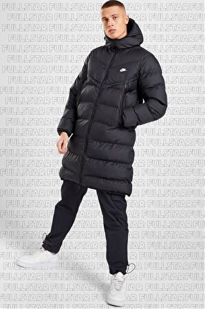 Nike Storm Fit Primaloft Filled Full Zip Black Parka Erkek Uzun Mont Parka Siyah