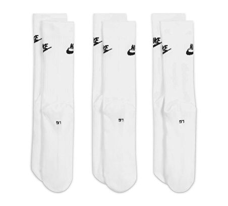 Nike U NK NSW EVERYDAY ESSENTIAL CR BEYAZ Unisex Çorap