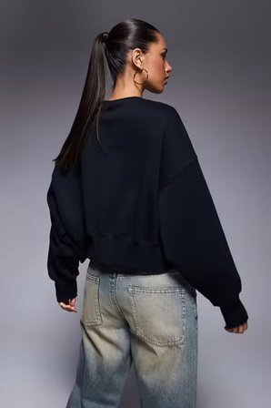 Nike NSW Phoenix Fleece Crew Oversize Kesim Siyah Kadın Sweatshirt