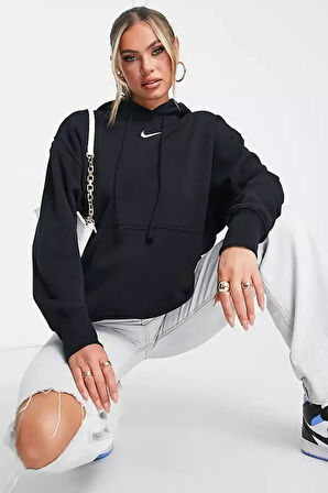 Nike Sportswear Phoenix Fleece Oversize Kesim Kadın Siyah Sweatshrit