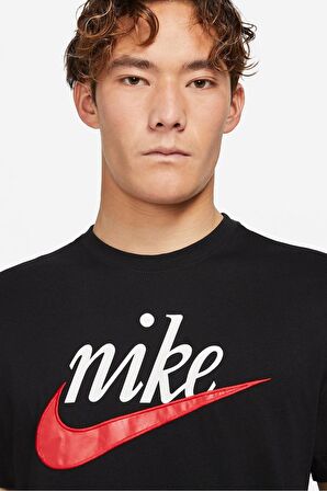 Nike Sportswear Futura Swoosh Logo T Shirt Unisex Baskılı Tişört Siyah