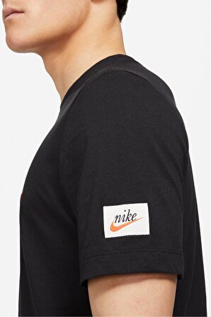 Nike Sportswear Futura Swoosh Logo T Shirt Unisex Baskılı Tişört Siyah