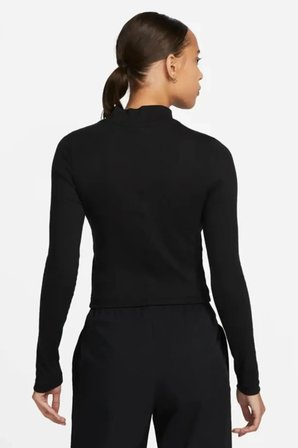 Nike Sportswear Ribbed Mock-Neck Long Kadın Uzun Kollu Yarım Balıkçı Yaka Siyah Tişört 