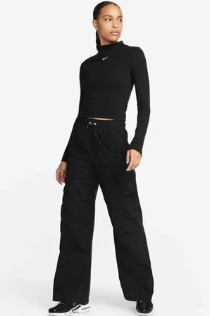 Nike Sportswear Ribbed Mock-Neck Long Kadın Uzun Kollu Yarım Balıkçı Yaka Siyah Tişört 
