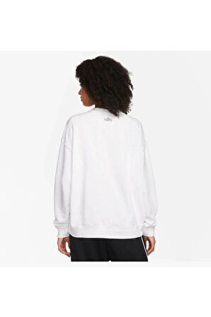 Training Plus Essential Get Fit Dri Fit Graphic Crew White Oversized Bol Kesim Kadın Sweatshirt