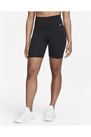 Dri-FIT One Yüksek Belli 18 cm Kadın Bisiklet Şortu, Kadın Siyah Şort Tayt