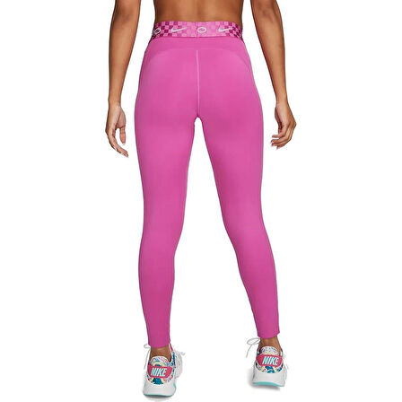 Nike Pro Dri-FIT Graphic Mid-Rise Kadın Tayt - aktif fuşya/okyanus bliss DX0080-623 PEMBE