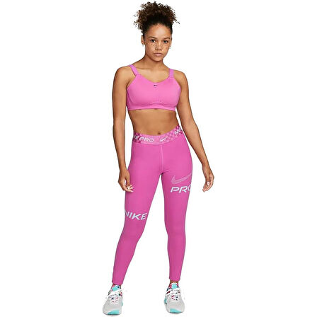 Nike Pro Dri-FIT Graphic Mid-Rise Kadın Tayt - aktif fuşya/okyanus bliss DX0080-623 PEMBE