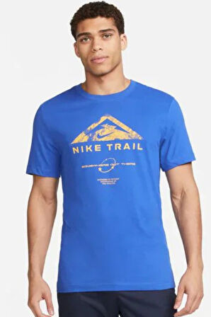 Nike Dri-Fit Running Trail Mavi Erkek Spor Tişört