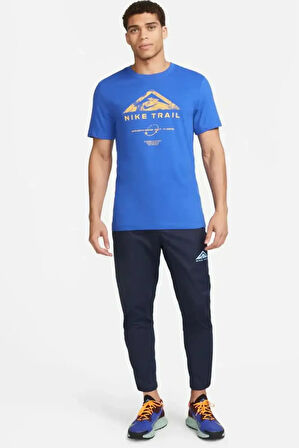 Nike Dri-Fit Running Trail Mavi Erkek Spor Tişört
