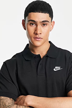 Nike Sportswear Clup Regular Fit Kesim Erkek Siyah Polo Yaka Tişört