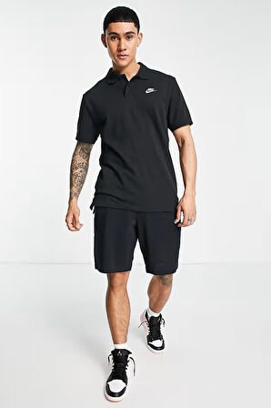 Nike Sportswear Clup Regular Fit Kesim Erkek Siyah Polo Yaka Tişört