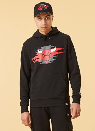 New Era Kapüşon Yaka Siyah Erkek Sweatshırt NBA TEAR LOGO HOODY CHIBUL BLK