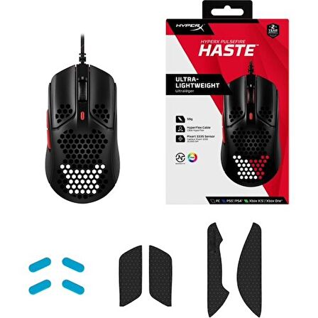 HyperX Pulsefire Haste Optik Oyuncu Mouse Siyah - Kırmızı