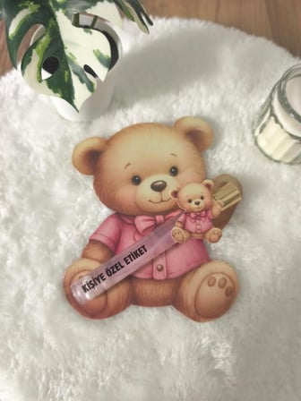Pamuğum Atelier Pembe Ayıcık Kartlı 10 ml Sprey Pembe Kolonya Doğum, Doğum Günü Hediyeliği (15 Adet)