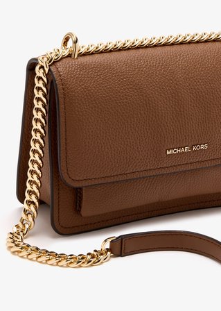 Michael Kors Kadın Marka Logolu Gold Askı Detaylı %100 Deri Şık Görünüşlü Günlük Kullanıma Uygun Kahverengi Omuz Çantası 30T4GC7L3T 230