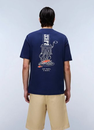 Napapijri S-SOL SS-NP0A4I13B2Q1 Lacivert Yuvarlak Regular Fit Baskılı Erkek T-Shirt