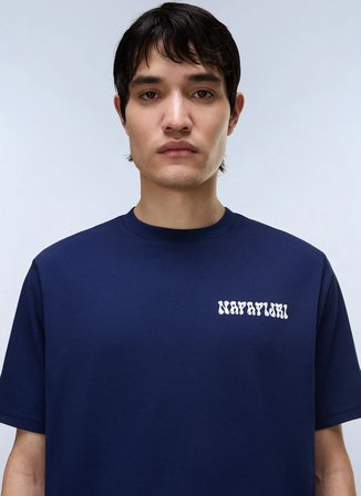 Napapijri S-SOL SS-NP0A4I13B2Q1 Lacivert Yuvarlak Regular Fit Baskılı Erkek T-Shirt