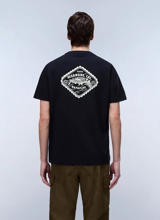 Napapijri S-FLINT SS-NP0A4FZZFX21 Siyah Yuvarlak Regular Fit Baskılı Erkek T-Shirt