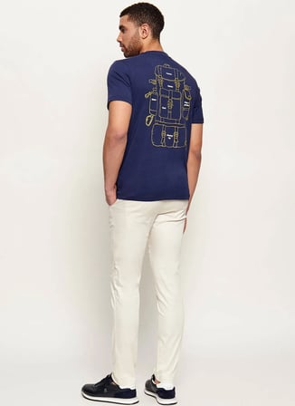 Napapijri S-FLINT SS-NP0A4FZZB2Q1 Lacivert Yuvarlak Regular Fit Baskılı Erkek T-Shirt