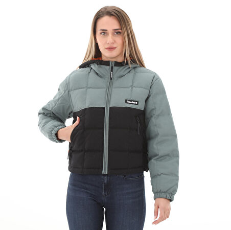 B0A5YTHDA91-R Timberland Hooded Puffer Kadın Mont Yeşil