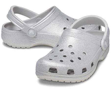 Crocs Classic Glitter Clog Unisex Gri Terlik