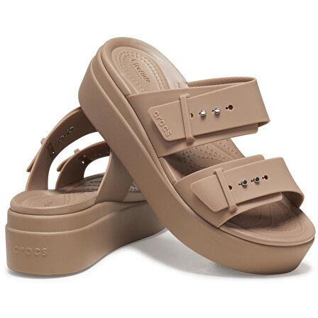 Crocs Brooklyn Buckle Low Wedge Kadın Terlik 207431-2Q9 Latte 