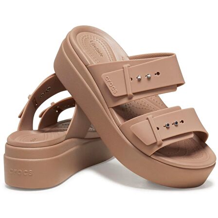 Crocs Brooklyn Buckle Low Wedge Kadın Terlik 207431-2Q9 Latte 