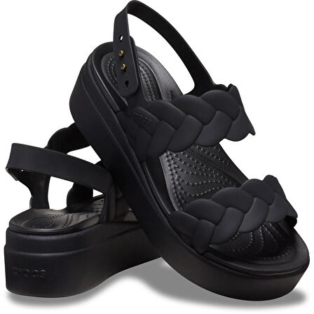 Crocs Brooklyn Woven Low Wedge Kadın Terlik 209977-060 Black