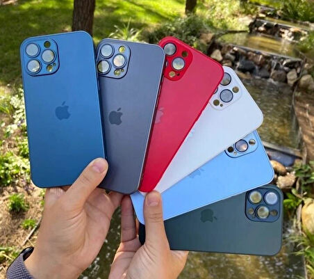 İPHONE 14 PRO UYUMLU AG GLASS ARKASI CAM KILIF LACİVERT