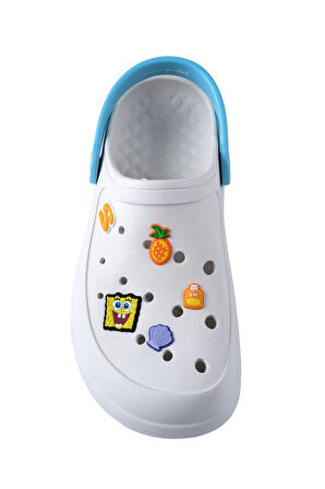 Skechers 896131-WYL Foamies Sponge Bob Kadın Beyaz Spor Terlik