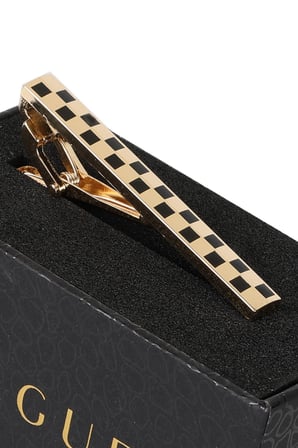 Esgue Gold Siyah Renk Kare Detaylı Şık Kravat Klipsi – KM:5255