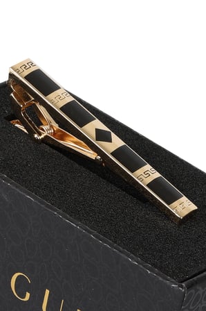 Esgue Gold Siyah Renk Geometrik Parçalı Modern Kravat Klipsi – KM:5260