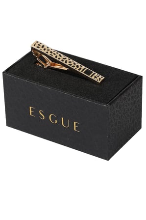 Esgue Gold Siyah Renk Nokta Desenli Modern Kravat Klipsi – KM:5267