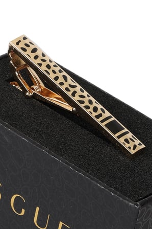 Esgue Gold Siyah Renk Nokta Desenli Modern Kravat Klipsi – KM:5267