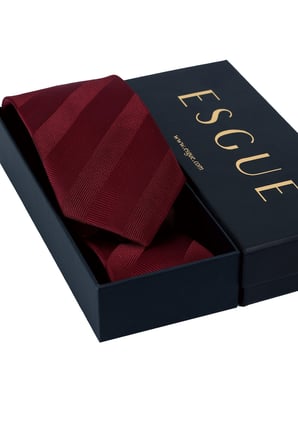 Esgue Hand Made 8 cm Çizgili Desen Bordo Renk Mendilli Kravat