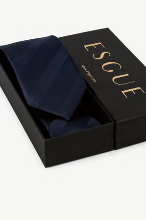 Esgue Hand Made 8 cm Çizgili Desen Lacivert Renk Mendilli Kravat
