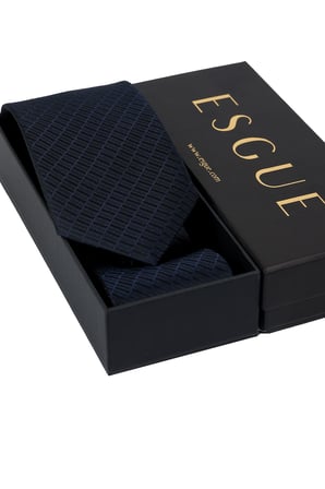 Esgue Hand Made 8 cm Geometrik Desen Siyah Lacivert Renk Kravat