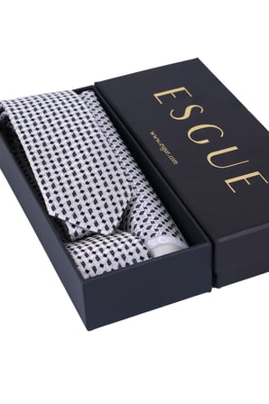 Esgue Hand Made 6 cm Küçük Desen Bej-Füme Renk Mendilli Kravat
