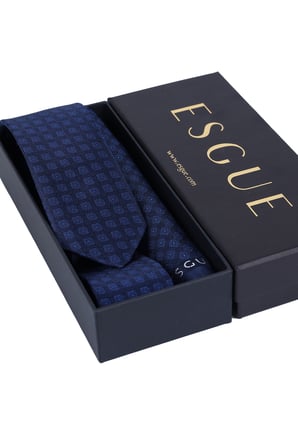 Esgue Hand Made 6 cm Kareli Desen Lacivert Renk Mendilli Kravat