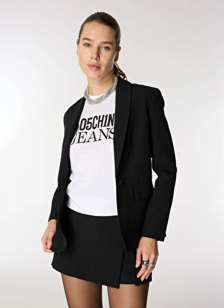 Moschino Jeans Yuvarlak Yaka Baskılı Beyaz Kadın T-Shirt A0702-4001