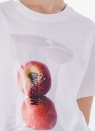 Moschino Jeans Bisiklet Yaka Beyaz Kadın T-Shirt 251K1A070732291001