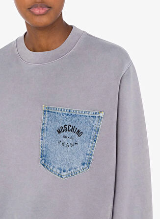 Moschino Jeans Bisiklet Yaka Gri Kadın Sweatshırt 251K1A170932287490