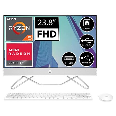 HP 5A9A6EA AMD Ryzen 5 5500U 8 GB Ram 512 GB SSD Radeon Graphics 23.8" Full HD All in One PC