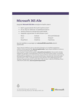 Microsoft Office 365 Aile EP2 - 36884 Türkçe Kutulu Ofis Yazılımı (6 Kullanıcı)-Orjinal Lisans