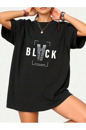 Unisex Black Baskılı Tasarım Tshirt