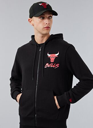 New Era Siyah Erkek Desenli Sweatshirt 60284698NBA SCRIPT FZ CHIBUL  BLKFD