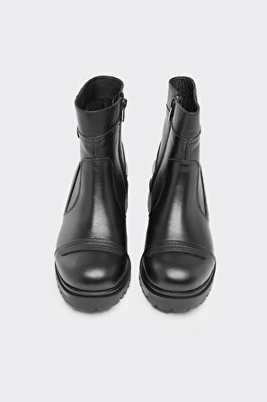 Fermuarlı Hakiki Deri Kadın Bot