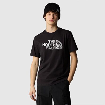 M S/S WOODCUT DOME TEE Black