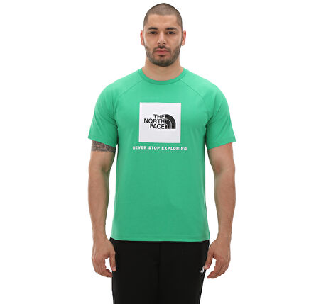 F0A87NJPO81-R The North Face M S-S Raglan Redbox Tee Erkek T-Shirt Yeşil